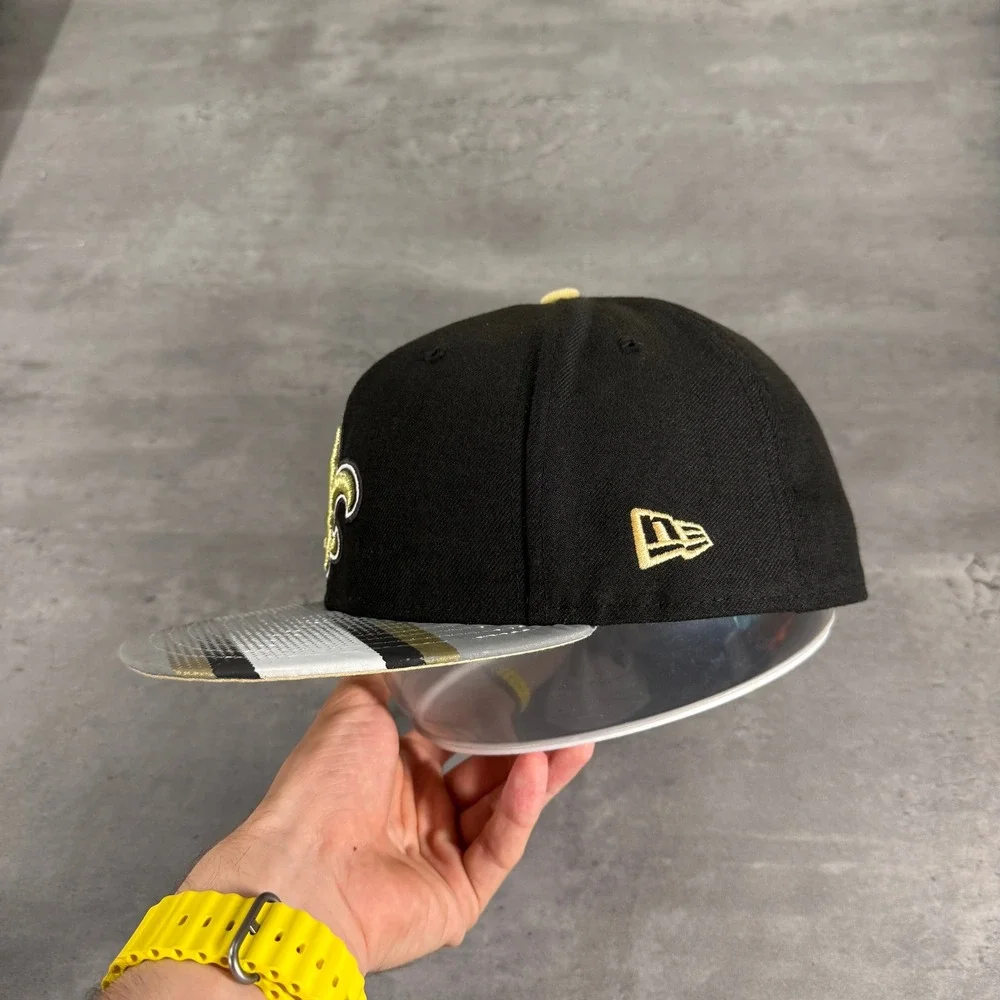 New Era New Orleans Saints Hat 7 3/4 Black‎ Gold Gray White NFL 59FIFTY Fitted